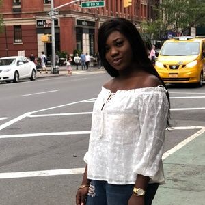 White Off-The-Shoulder Blouse, Size M